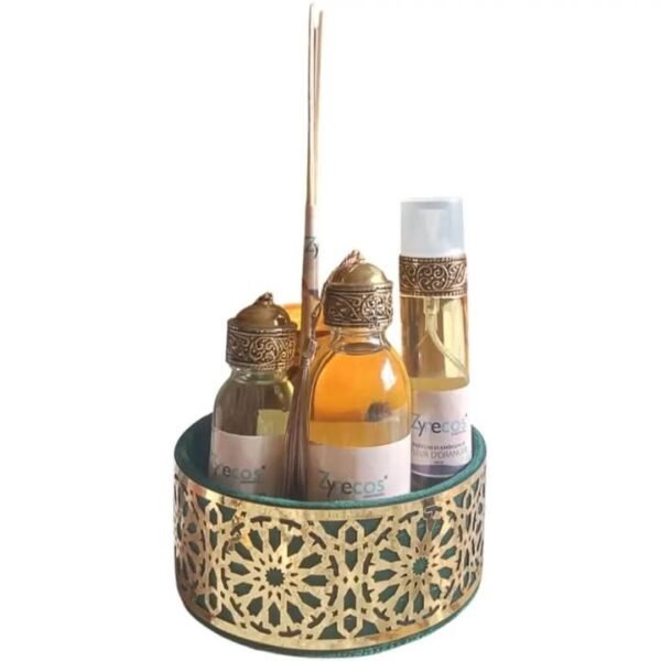 Coffret  constitué d'un plateau prestige, huile de diffusion, parfum vaporisateur, parfum avec batônnets et coupelle en céramique – Image 2